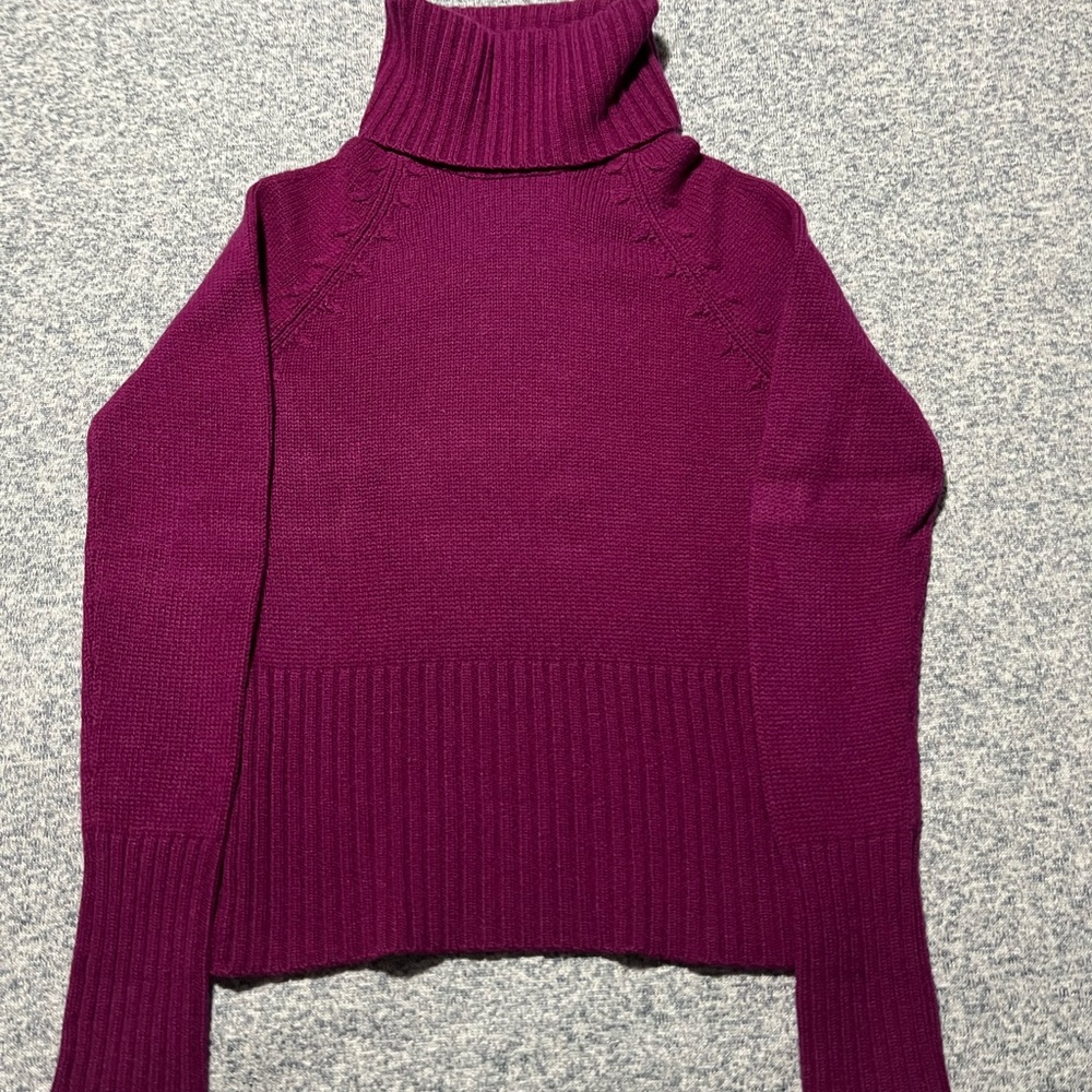 Ann Taylor Rich Plum Cowl Neck Cashmere Sweater